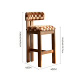 Solid Ash Wood Bar Stool | French Retro Upholstered Counter Chair, No Assembly - StoolTopia