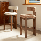 Solid Ash Wood Bar Stool | French Retro Upholstered Counter Chair, No Assembly - StoolTopia