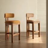 Solid Ash Wood Bar Stool | French Retro Upholstered Counter Chair, No Assembly - StoolTopia