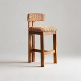 Solid Ash Wood Bar Stool | French Retro Upholstered Counter Chair, No Assembly - StoolTopia
