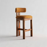 Solid Ash Wood Bar Stool | French Retro Upholstered Counter Chair, No Assembly - StoolTopia