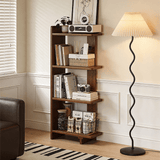 Solid Wood 4 - Tier Bookcase | Reversible Side Panel, Compact Freestanding Shelf - StoolTopia