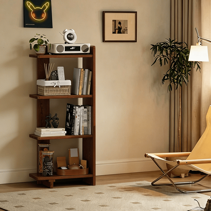 Solid Wood 4-Tier Bookcase – Compact Freestanding Shelf | StoolTopia