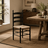 Solid Wood Dining Chair with Handwoven Seat - StoolTopia