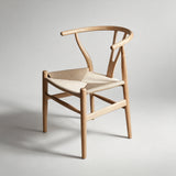 Solid Wood Dining Chair with Handwoven Seat - StoolTopia