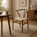 Solid Wood Dining Chair with Handwoven Seat - StoolTopia