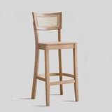 Solid Wood & Hand - woven Rattan Bar Stool – Indonesian Cane Weave & Multi - Height Options - StoolTopia