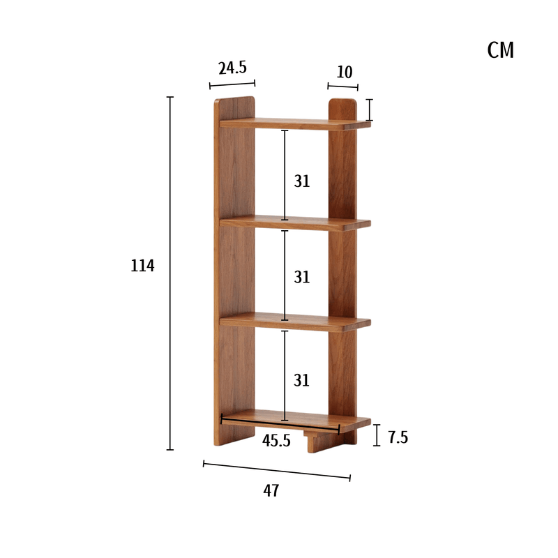 Solid Wood 4-Tier Bookcase – Compact Freestanding Shelf | StoolTopia