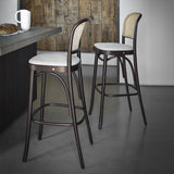 Solid Wood Rattan Bar Chairs Nordic Leisure Backrest High Bar Stool for Kitchen Furniture European Hotel Designer Bar stools - StoolTopia