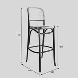 Solid Wood Rattan Bar Chairs Nordic Leisure Backrest High Bar Stool for Kitchen Furniture European Hotel Designer Bar stools - StoolTopia