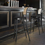 Solid Wood Rattan Bar Chairs Nordic Leisure Backrest High Bar Stool for Kitchen Furniture European Hotel Designer Bar stools - StoolTopia