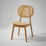 Solid Wood Rattan Dining Chair – Handcrafted Cane Back Chair with Wooden Seat - StoolTopia