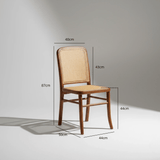 Solid Wood Rattan Dining Chair – Handcrafted Cane Back Chair with Wooden Seat - StoolTopia