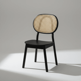 Solid Wood Rattan Dining Chair – Handcrafted Cane Back Chair with Wooden Seat - StoolTopia