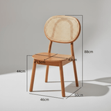 Solid Wood Rattan Dining Chair – Handcrafted Cane Back Chair with Wooden Seat - StoolTopia