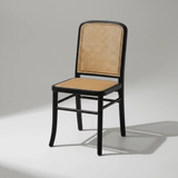 Solid Wood Rattan Dining Chair – Handcrafted Cane Back Chair with Wooden Seat - StoolTopia