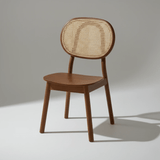 Solid Wood Rattan Dining Chair – Handcrafted Cane Back Chair with Wooden Seat - StoolTopia