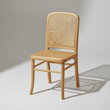 Solid Wood Rattan Dining Chair – Handcrafted Cane Back Chair with Wooden Seat - StoolTopia