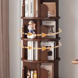 Solid Wood Rotating Bookshelf with Drawer – Mobile Corner Storage Tower - StoolTopia
