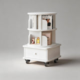Solid Wood Rotating Bookshelf with Drawer – Mobile Corner Storage Tower - StoolTopia