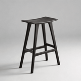 Solid Wood Saddle Bar Stool | Woven or Upholstered Seat | 65–75cm - StoolTopia