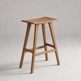 Solid Wood Saddle Bar Stool | Woven or Upholstered Seat | 65–75cm - StoolTopia