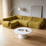 Frameless Deep Seat Sectional Sofa | Stain-Proof Teddy Fleece | Modular & Vacuum-Packed