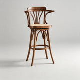 Swivel Chair Furniture Supplier Retro Solid Wood Swivel Bar Stool Bar Chair with Arms for Hotel/bar/ Restaurant - StoolTopia