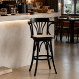Swivel Chair Furniture Supplier Retro Solid Wood Swivel Bar Stool Bar Chair with Arms for Hotel/bar/ Restaurant - StoolTopia