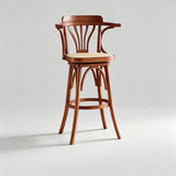 Swivel Chair Furniture Supplier Retro Solid Wood Swivel Bar Stool Bar Chair with Arms for Hotel/bar/ Restaurant - StoolTopia