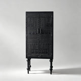 Tall Hand-Carved Cabinet with Double Doors (70×35×160cm) - StoolTopia