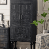 Tall Hand - Carved Cabinet with Double Doors (70×35×160cm) - StoolTopia