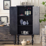 Tall Hand-Carved Cabinet with Double Doors (70×35×160cm) - StoolTopia