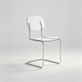 Transparent Acrylic Dining Chair - Sleek Cantilever Design & Chrome Frame - StoolTopia