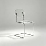 Transparent Acrylic Dining Chair - Sleek Cantilever Design & Chrome Frame - StoolTopia