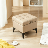 Tufted Faux Leather Storage Ottoman Bench – Solid Wood Frame, Carbon Steel Legs, 6 Sizes (40-150cm), 5 Colors, Hidden Storage - StoolTopia