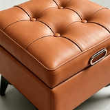 Tufted Faux Leather Storage Ottoman Bench – Solid Wood Frame, Carbon Steel Legs, 6 Sizes (40-150cm), 5 Colors, Hidden Storage - StoolTopia
