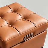 Tufted Faux Leather Storage Ottoman Bench – Solid Wood Frame, Carbon Steel Legs, 6 Sizes (40-150cm), 5 Colors, Hidden Storage - StoolTopia