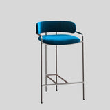 Upholstered Bar Stool with Gold Metal Frame - Velvet or Leather High Chair - StoolTopia
