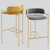 Upholstered Bar Stool with Gold Metal Frame - Velvet or Leather High Chair - StoolTopia