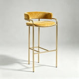 Upholstered Bar Stool with Gold Metal Frame - Velvet or Leather High Chair - StoolTopia