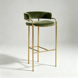 Upholstered Bar Stool with Gold Metal Frame - Velvet or Leather High Chair - StoolTopia