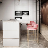 Upholstered Bar Stool with Gold Metal Frame - Velvet or Leather High Chair - StoolTopia
