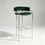 Upholstered Bar Stool with Gold Metal Frame - Velvet or Leather High Chair - StoolTopia