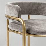 Upholstered Bar Stool with Gold Metal Frame - Velvet or Leather High Chair - StoolTopia