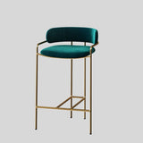 Upholstered Bar Stool with Gold Metal Frame - Velvet or Leather High Chair - StoolTopia
