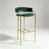 Upholstered Bar Stool with Gold Metal Frame - Velvet or Leather High Chair - StoolTopia