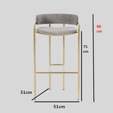 Upholstered Bar Stool with Gold Metal Frame - Velvet or Leather High Chair - StoolTopia