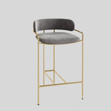 Upholstered Bar Stool with Gold Metal Frame - Velvet or Leather High Chair - StoolTopia