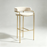 Upholstered Bar Stool with Gold Metal Frame - Velvet or Leather High Chair - StoolTopia